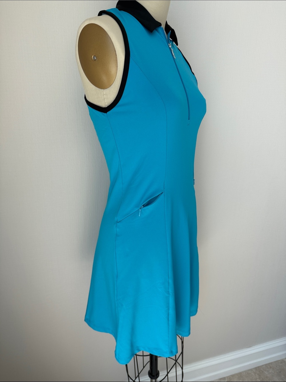 Callaway Turquoise Sleeveless Zip Tennis 🎾,Golf Polo Dress Black Trim size S-P - Picture 3 of 16